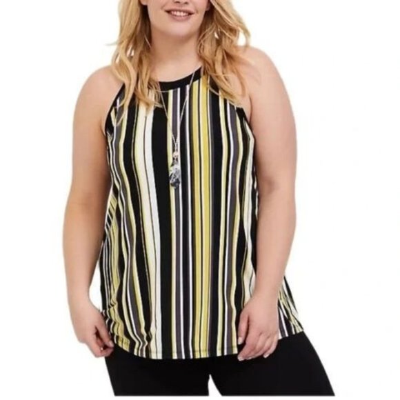 torrid Tops - Torrid Womens 2X Yellow & Black Striped Studio Kni